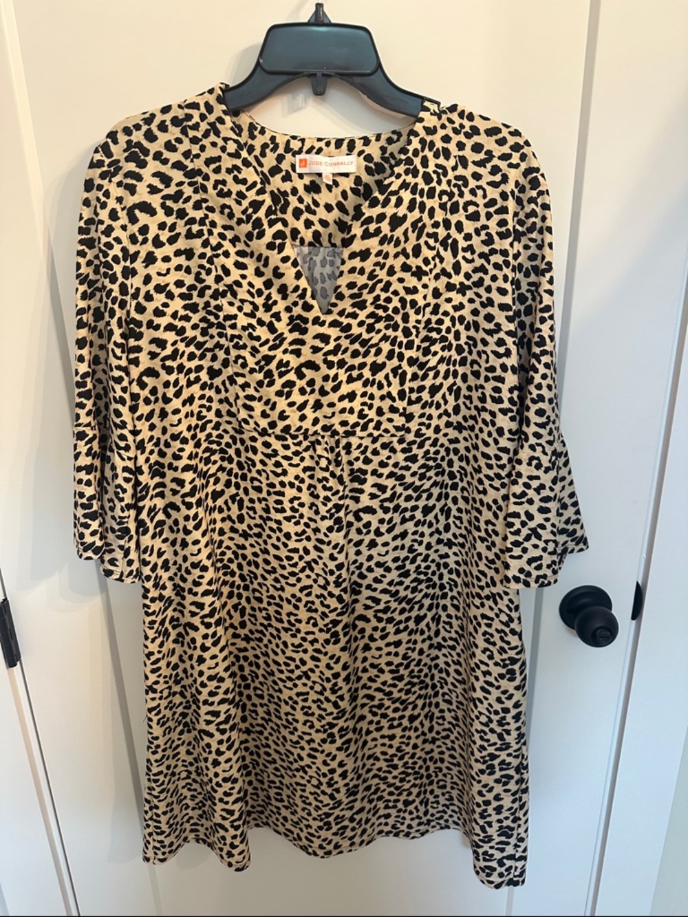XL Jude Connally Beige & Black Leopard Midi Dress With Side Pockets Jude Cloth